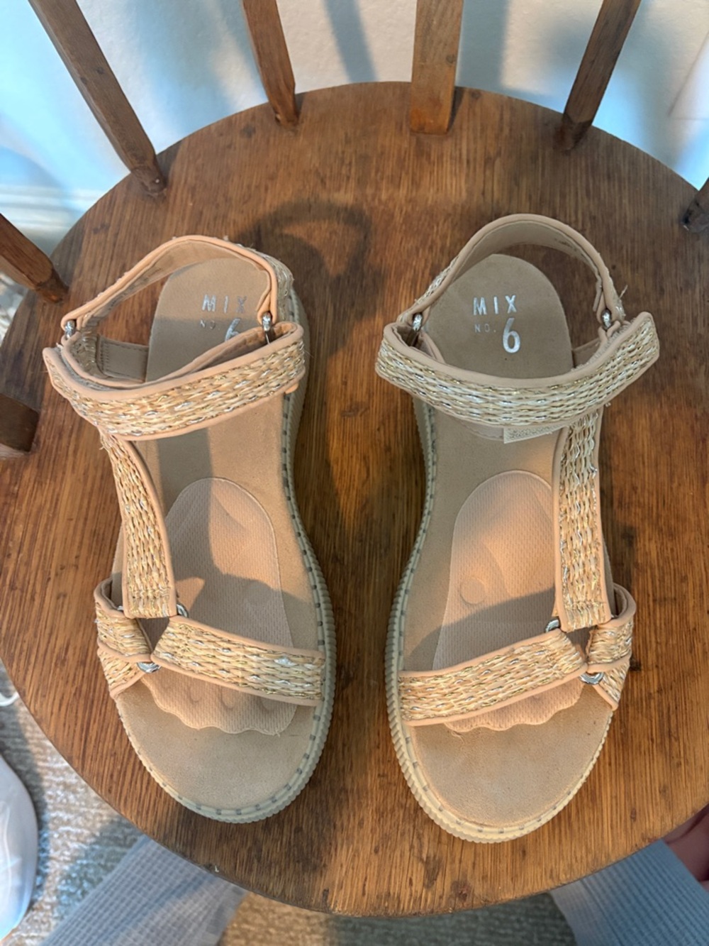 Mix No. 6 Beige Woven T-Strap Sandals